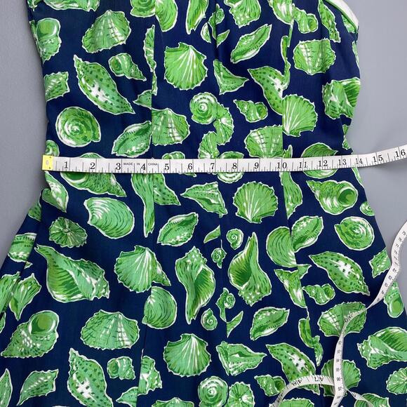 Vintage Clubhouse by Ceeb Navy Blue & Green Shell Print Sun Beach Dress - Picture 11 of 13